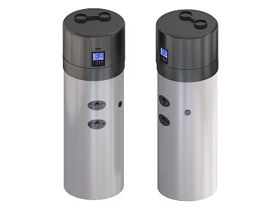 Industrial Equipment Two Units With Black Top Silver Body Side Ports And Digital 3d model