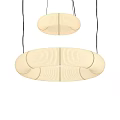 Elegant Modern Circular Striped Beige Pendant Light Design With Hanging Structure 3d model