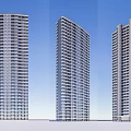 Modern High Rise Residential Towers With Glass Facade And Contemporary Urban Design