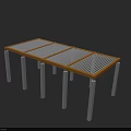 Garden Decorative Plant Stand with Wooden Frame Metal Legs and Grid Surface