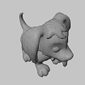 Cute Cartoon Dog Model With Orange White Fur Big Green Eyes And Tongue Out