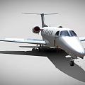 Small White Passenger Jet With Blue Accents And Open Cabin Door