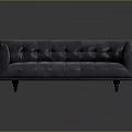 Elegant Modern Black Leather Sofa With Tufted Design And Wooden Legs