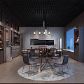 Chinese Style Mall Shop With Wooden Furniture Bookshelves Chandeliers And Large Windows