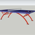 Sports Equipment Table Tennis Table with Blue Tabletop Red Curved Legs Net Paddle and Ball