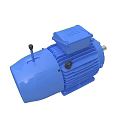 Blue Industrial Electric Motor With Terminal Box And Rotating Shaft