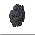 Natural Black Decorative Stone With Rough Textured Surface On White Background