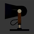 Modern Illuminating Table Lamp With Dark Body Orange Shade And Wooden Stand