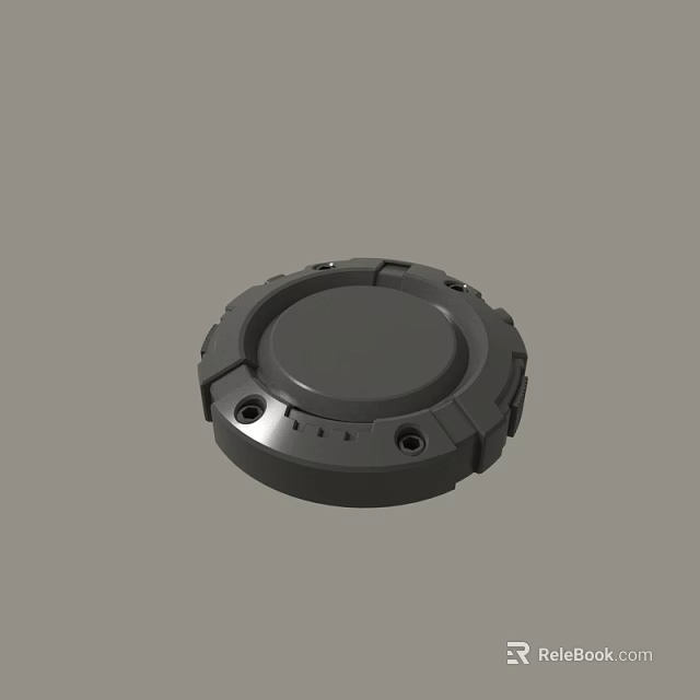 Black Circular Mechanical Device Component With Screw Holes And Structural Design 3d model