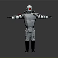 Futuristic Robot Character With Silver Armor White Suit And Red Accents Arms Outstretched