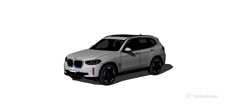 Silver BMW SUV With Modern Design Black Wheels And Kidney Grille 3d model 