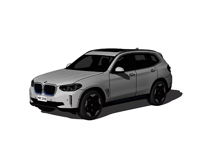 Silver BMW SUV With Modern Design Black Wheels And Kidney Grille 3d model