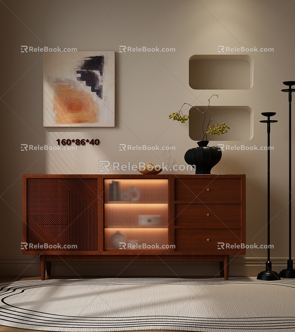 French Middle Style Side Cabinet 3d model