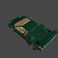 Green Lamborghini Sports Car Classic Design Scissor Doors Streamlined Body Gold Wheels