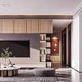 Modern Dining and Living Room Interior With Pendant Light Clock Plant and Leather Chair