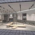 Modern Minimalist Clothing Store Interior With Display Racks Lighting And Fitting Rooms