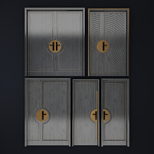 New Chinese style door combination interior door 3d model