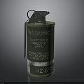 Green Military Grenade With Warning Label And Serial Number IZ0574