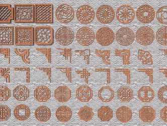 New Chinese Carved Pattern Totem Window Carved Pane 3d model