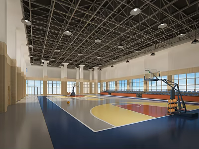 school indoor basketball court gymnasium 3d model
