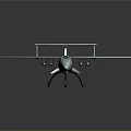 Gray Military Reconnaissance Drone With Long Wings Landing Gear And Logo