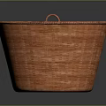 Adorable Kitten Resting In Round Orange Woven Basket With Handles