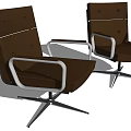 Brown Modern Office Chair With Metal Base And Ergonomic Armrests Swivel Design