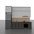 Elegant Modern Kitchen Design With Patterned Wall Tile Sink Oven And White Cabinets