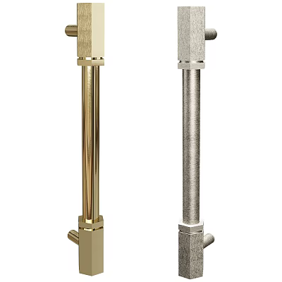 Stylish Gold And Silver Metal Door Handles With Long Vertical Design For Home 3d model