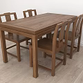 Solid Wood Dining Table Set With Six Chairs Modern Simple Design 3d model
