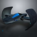 Futuristic Aircraft Design With Black Curved Wings And Blue Cockpit Lights
