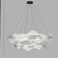 Modern Wave Shaped Chandelier With Circular Structure And White Fabric For Interior Decoration
