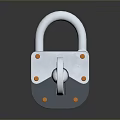 Silver Metallic Lock And Key With Shiny Reflection On Dark Background Surface 3d model