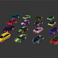 Multiple Colorful Model Cars In Various Colors Arranged On Dark Background