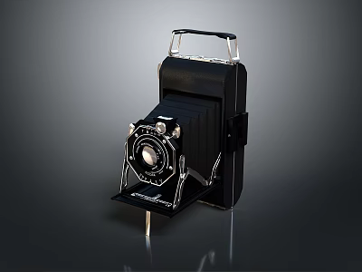 Vintage Black Computer With Metal Components Classic Design On Dark Background 3d model