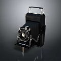 Vintage Black Computer With Metal Components Classic Design On Dark Background