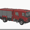 Red Fire Truck With White Storage Compartments Side Cabin And Emergency Equipment