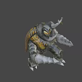 Insect Like Fantasy Game Character With Yellow Eyes Antennae And Armored Striped Body