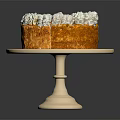 Sliced Cake With White Cream Decoration On Pedestal Stand Showing Layers