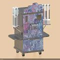 Colorful Patterned Mobile Kitchen Appliance With Storage Trays And Control Panel Design