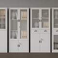 White Office Filing Cabinets With Glass Doors And File Folders Inside