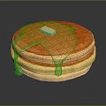 Stacked Delicious Pancakes With Melted Butter And Syrup On Black Background
