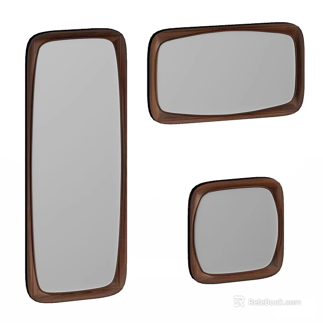 Wooden Frame Mirrors In Various Shapes For Modern Home Decor Accents 3d model 