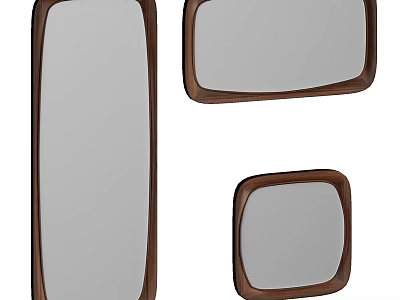 Wooden Frame Mirrors In Various Shapes For Modern Home Decor Accents 3d model