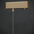 Sleek Square Brass Metallic Pendant Light With Thin Hanging Rod Design 3d model