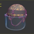 Camouflage Pattern Protective Helmet Featuring Transparent Face Shield And Adjustable Strap 3d model