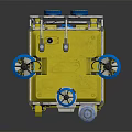 Yellow Underwater Mechanical Equipment With Metal Frame And Blue Parts