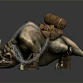 3D Fantasy Rhino Model With Chains Saddle Packs And Ornate Decorative Elements