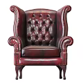 Elegant Leather Accent Chair With Tufted Backrest And Classic Armrests Design
