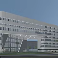 Modern Office Building With Glass Curtain Wall And Contemporary Geometric Architectural Design